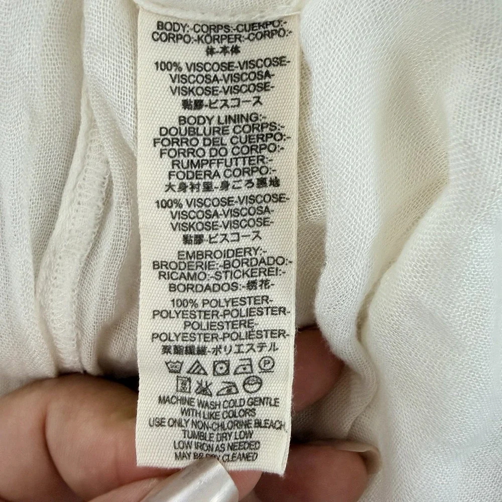 Free People Women's Embroidered Mini Dress Size Medium Ivory Boho Tunic